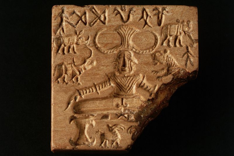 This seal comes from the Indus Valley Civilization and is currently housed in the National Museum of New Delhi. 