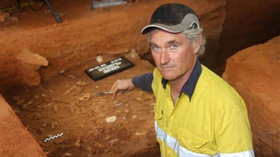 Archaeologist Professor Peter Veth at the excavation site at Barrow Island