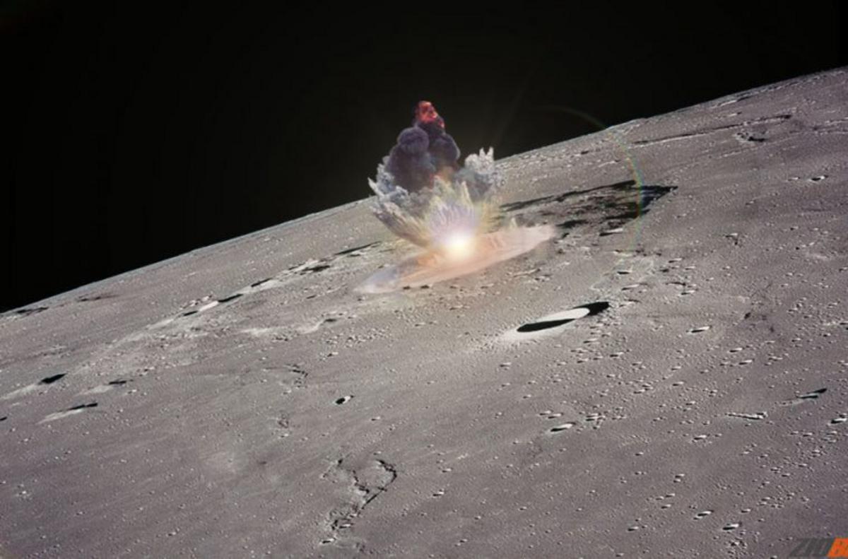 Падает ли луна. Метеориты на Луне. Метеорит падает на луну. Ядерный взрыв на Луне. Взрыв Луны.