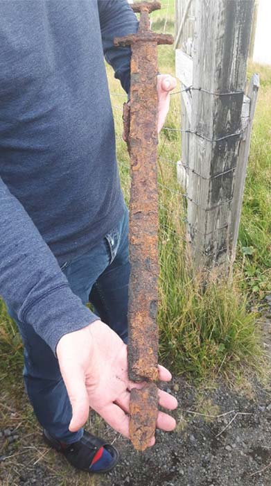 Hikers came across this Viking sword last September in southern Iceland. The sword from the ship burial is not in as good condition as this one. 