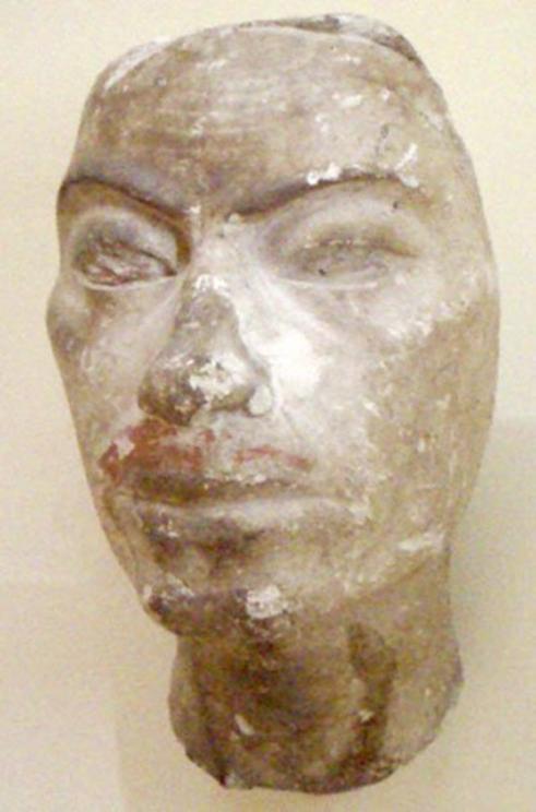 Portrait study thought to be of Ay from the studio of the sculptor Thutmose. 