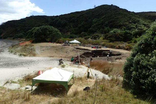 Part of the excavation area along the northern side of a seasonal unnamed stream, Mangahawea Bay 