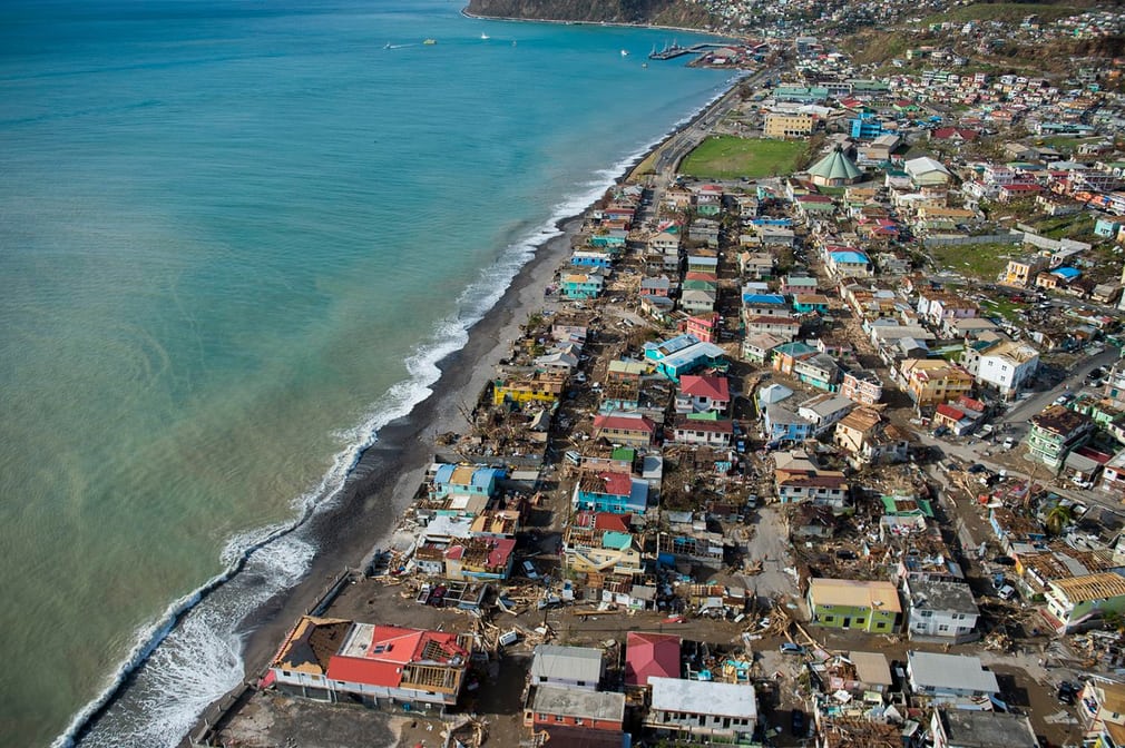 An aerial view of the capital, Roseau, three days after Hurricane Maria struck the island. Dominica, located close to the French islands of Martinique and Guadeloupe, is slowly restoring its telecommunications network after being almost completely cut off