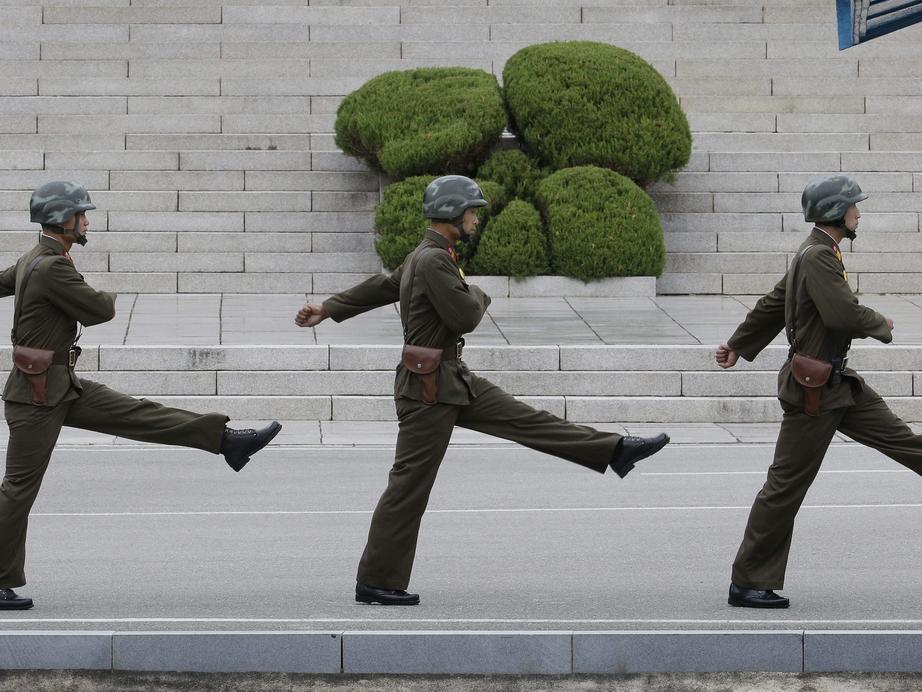 Follow the dear leader. (AP Photo/Ahn Young-joon)