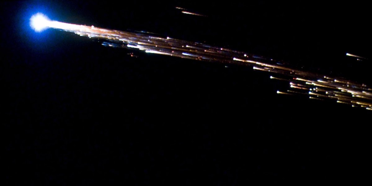 ESA’s Jules Verne ATV breaks apart into a fireball while reentering Earth’s atmosphere on September 29, 2008.