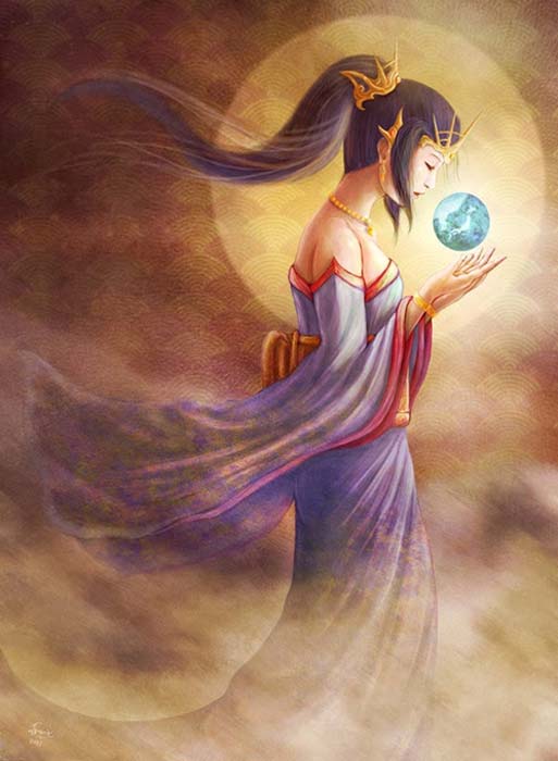 A modern depiction of Amaterasu.