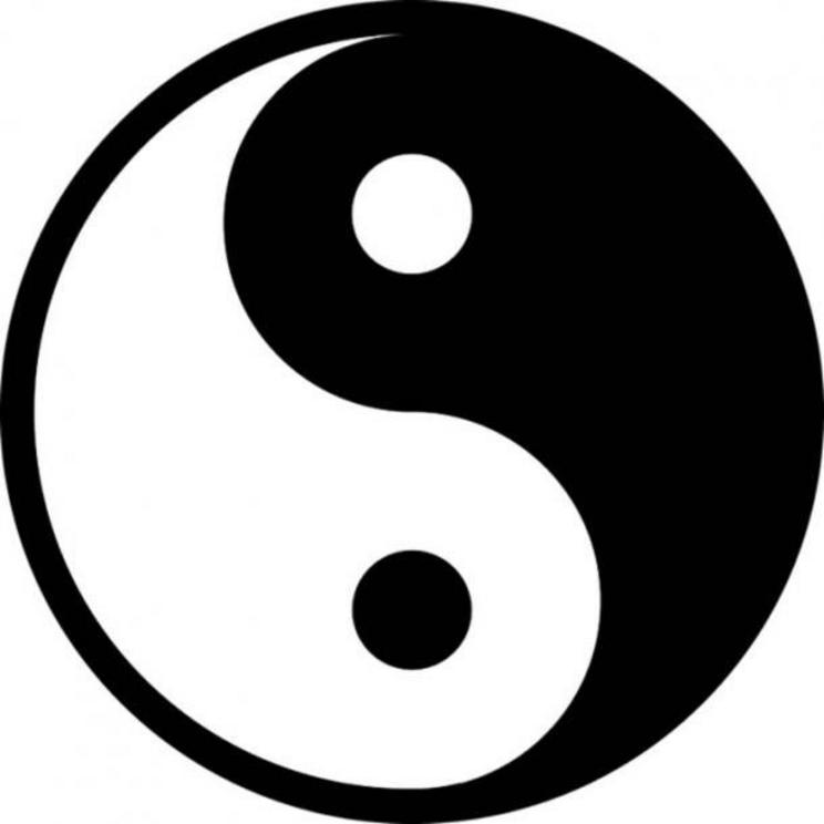 The well-known black and white version of a yin-yang symbol. 