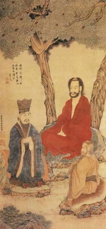 Confucius Lao-tzu and Buddhist Arhat. (??)