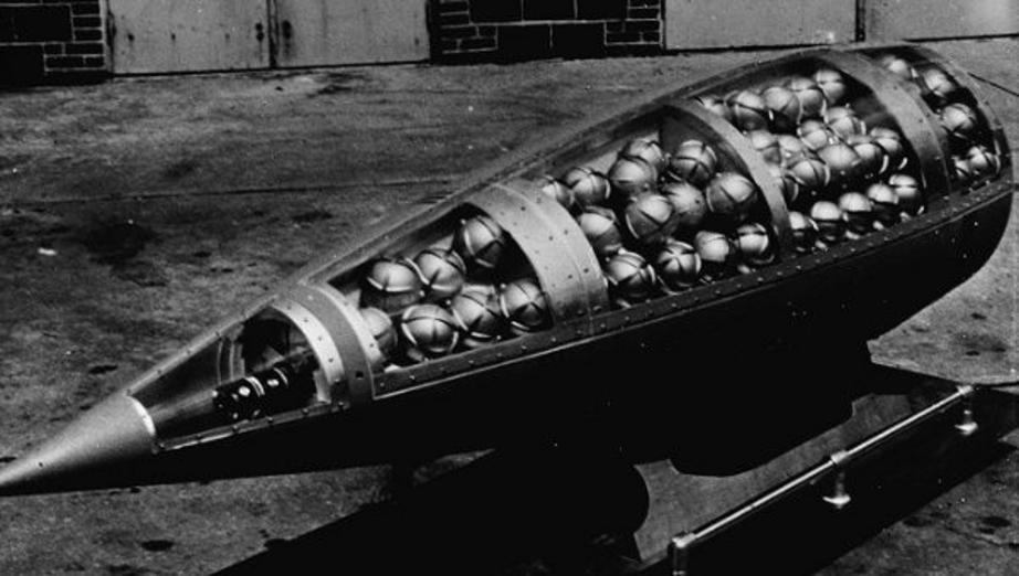 Illustrative photo depicting a U.S. Honest John missile warhead cutaway, revealing M134 Sarin bomblets circa 1960. | Photo: United States Library of Congress's Prints and Photographs division