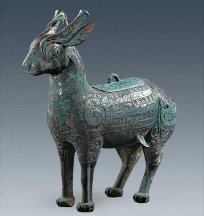 One of the more novel finds was this deer shaped wine holder, illustrating high level of Chinese skills in Bronze Age metalworking.