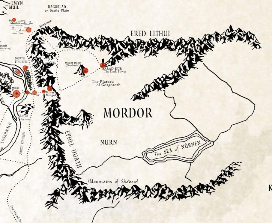 Screenshot showing Mordor on Lotrproject's interactive map