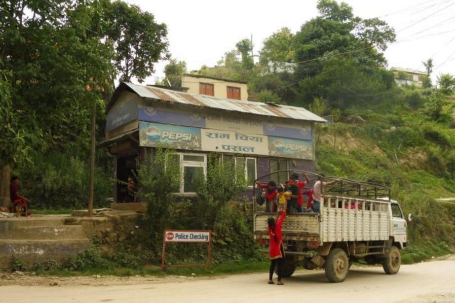 Nepalese girls on their way home from school in the Kathmandu Valley.