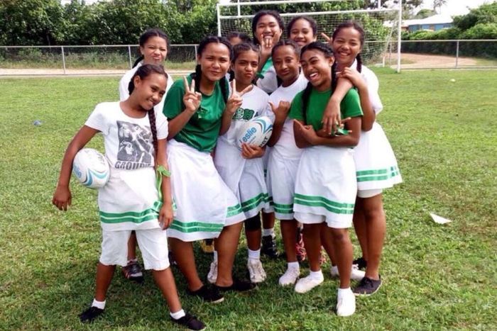 A group of schoolgirl rugby players in Tonga.