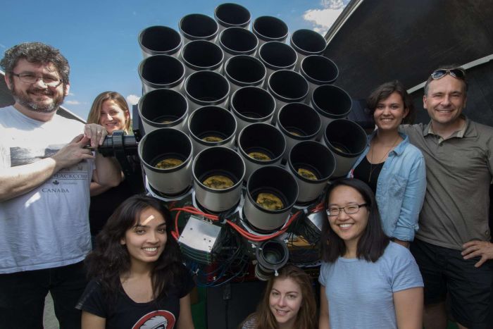 The Dragonfly telescope uses 48 telephoto lenses to identify faint objects in the sky.