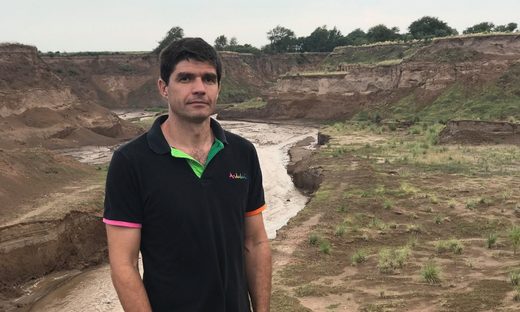  Alberto Panza: ‘This used to be totally flat pasture land.’ Photograph: Uki Goñi for the Guardian Advertisement  Alberto Panza, a 41-year-old cattle 