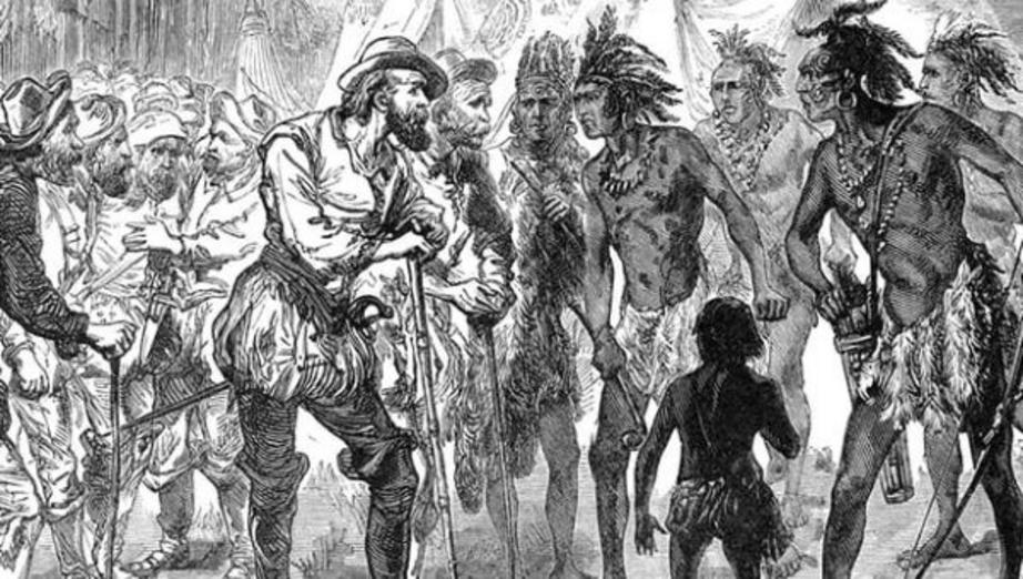 A 19th century engraving depicts Spanish exploration in the West Indies. ‘It’s up to us to tell their story,’ researchers say of the Caribs. Photograph: Granger/Rex/Shutterstock